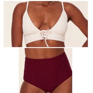 Andie Bikini Set Cabarete Top Super High Waisted Bottom Lace size‎ Large NWT